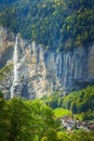 Lauterbrunnen waterfall, Staubbach, Switzerland Royalty Free Stock Photo