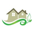 Houses and leafs real estate image logo