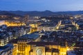 Houses and lights at night in the city Royalty Free Stock Photo