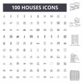 Houses line icons, signs, vector set, outline illustration concept