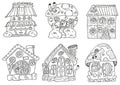 Houses linework. Hand drawing set for stikers or print