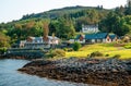 Houses by Loch Linnhe in Corran, a village situated on the Corran Narrows of Loch Linnhe, in Scotland.