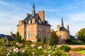 Houses in Loire Valley, France. Scenic view of French chateau and garden Royalty Free Stock Photo