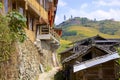 Houses in Longji rice terraces in Guangxi province, China Royalty Free Stock Photo