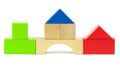 Houses made from toy wooden building blocks Royalty Free Stock Photo