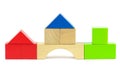 Houses made from toy wooden colorful building blocks Royalty Free Stock Photo