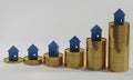 Houses money cash coins 3d-illustration