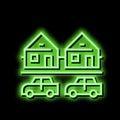 houses motel neon glow icon illustration