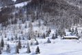 Mountain houses covered with snow Royalty Free Stock Photo