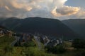 Houses in a mountain village at sunset, Valle de Aran