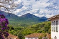 Houses, mountains and forest in the historic city of Tiradentes