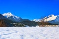 Houses and mountains panorama in Bansko, Bulgaria Royalty Free Stock Photo