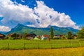 Houses near the mountains in Vaduz, Oberland Liechtenstein Royalty Free Stock Photo