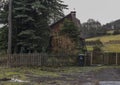 Houses in Nemci village in dark grey winter day Royalty Free Stock Photo