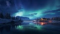 Aurora Borealis Cabin: Serene Snowy Night With Luke View