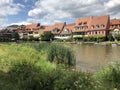 Houses next to the Linker Regnitzarm river