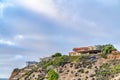 Houses with ocean front views against cloudy sky background in San Diego CA Royalty Free Stock Photo