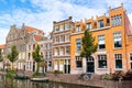 Houses Old Rhine canal in Leiden, Netherlands Royalty Free Stock Photo