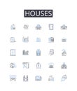 Houses line icons collection. Residences, Dwellings, Abodes, Homesteads, Shelters, Lodgings, Quarters vector and linear