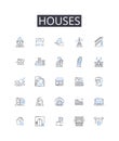 Houses line icons collection. Residences, Dwellings, Abodes, Homesteads, Shelters, Lodgings, Quarters vector and linear