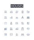 Houses line icons collection. Residences, Dwellings, Abodes, Homesteads, Shelters, Lodgings, Quarters vector and linear