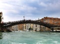 Houses over the channel and bridge. Venice