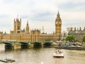 Houses of Parliament, Big Ben clocktower and Westminster Bridge. London Royalty Free Stock Photo