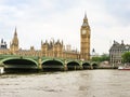 Houses of Parliament, Big Ben clocktower and Westminster Bridge. London Royalty Free Stock Photo