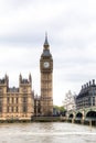 Houses of parliament with Big Ben tower and Westminster bridge in London, UK Royalty Free Stock Photo