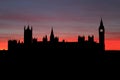 Houses of Parliament London at sunset Royalty Free Stock Photo