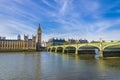 Houses of Parliament and Westminster bridge, London Royalty Free Stock Photo