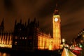 Houses of Parliament and Westminster Palace and Big Ben at night in London, UK Royalty Free Stock Photo