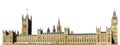 Houses of Parliament, or Westminster Palace, with Big Ben tower London, UK isolated on white background Royalty Free Stock Photo