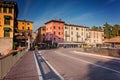 Houses of Peschiera del Garda in morning light Royalty Free Stock Photo