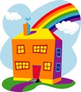 Houses and rainbow