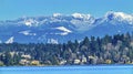 Houses Residential Neighborhoods Lake Washington Snow Capped Mountains Bellevue Washington