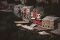 Houses with restaurants in Mostar, famous city in Bosnia close to the sea and overlooking neretva river