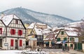 Houses in Ribeauville, a town at the foot of the Vosges Mountains. Alsace, France