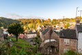 Houses in Richmond, North Yorkshire viewed from the castle walk with autumn colors Royalty Free Stock Photo