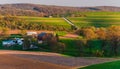 Houses, roads, farm fields and rolling hills of Southern York County, PA Royalty Free Stock Photo