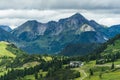 The houses, roads, ski lifts in alpen ski resort Obertauern in summer. Radstadter Tauern, Austria