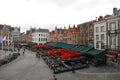 Houses in a row at the market square in Bruges Royalty Free Stock Photo
