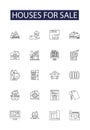 Houses for sale line vector icons and signs. Houses, Buy, Sale, Real-Estate, Property, Realty, Residences, Manor outline Royalty Free Stock Photo