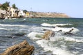 Houses by the sea. Beautiful seascape.