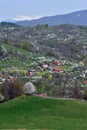 Houses seen from the top of the hill. spring time at the village Royalty Free Stock Photo