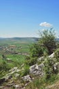 Houses seen from the top of the hill. spring time at the village Royalty Free Stock Photo