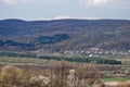 Houses seen from the top of the hill. spring time at the village Royalty Free Stock Photo