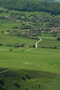 Houses seen from the top of the hill. spring time at the village