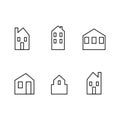 Houses set city, vector icon, background, black and white silhouette Royalty Free Stock Photo