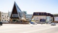 Houses and shops on Sovetov street in Abinsk city